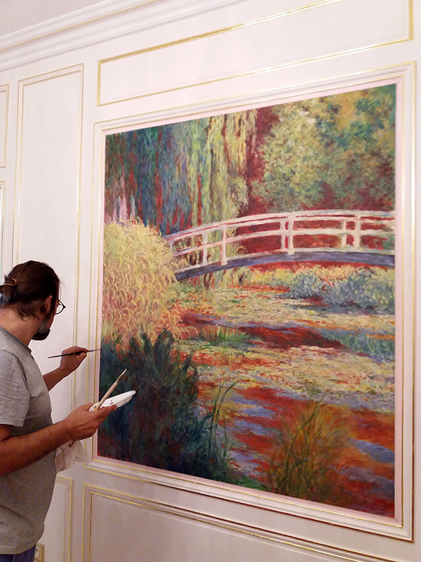 toile peinte d'après Monet, panoramique