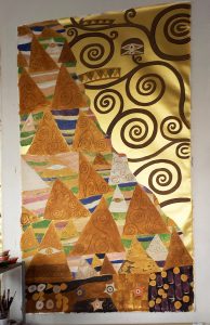 Toile peinte pour plafond, dorure, d'après Klimt