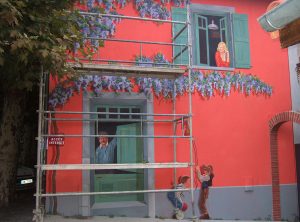 Mur peint d'extérieur, collaboration avec Gérôme Darparens