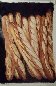 Trompe l'oeil, toile peinte, baguettes