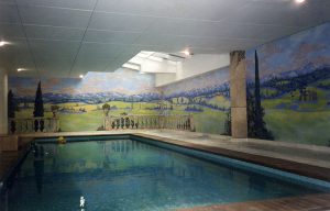 Toile peinte, paysage italien