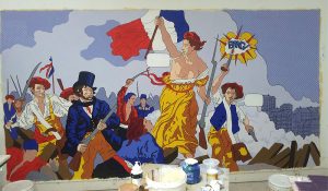 D'après Delacroix, La liberté guidant le peuple, façon Lichtenstein