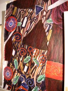 Toile peinte d'après Klimt, peinture murale