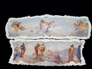 Commode peinte, miniatures d'après Tiepolo