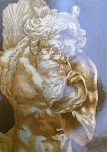 Bronze Neptune peinture sur dorure