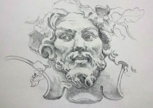 Mascaron preparation peinture plafond dessin