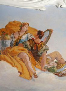 Commode peinte, miniatures d'après Tiepolo